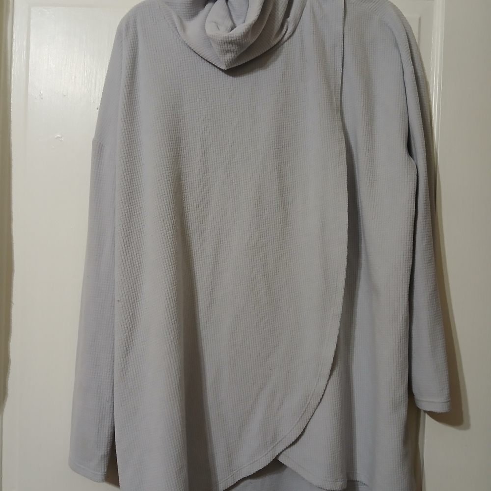 Cupio Light Blue Cowl Neck Waffle Knit Sweater